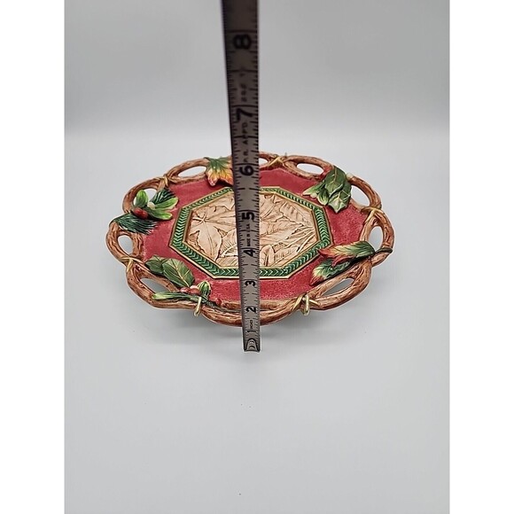 Fitz & Floyd Christmas Lodge Wall Plate Canape Plate 10 1/2" w Hanging Bracket - Picture 4 of 12